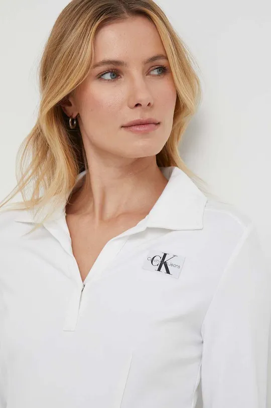 bela Majica z dolgimi rokavi Calvin Klein Jeans