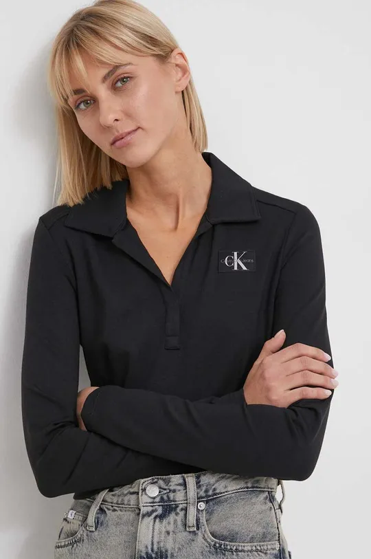 črna Majica z dolgimi rokavi Calvin Klein Jeans Ženski