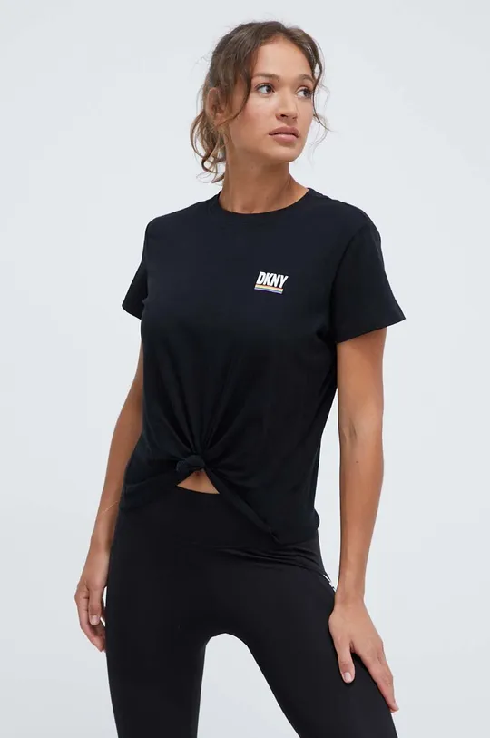 μαύρο Βαμβακερό μπλουζάκι DKNY Γυναικεία