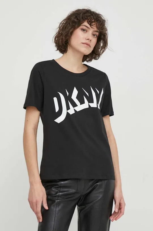 czarny Dkny t-shirt bawełniany