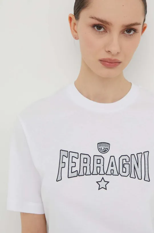 biela Bavlnené tričko Chiara Ferragni STRETCH