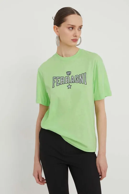 zelena Pamučna majica Chiara Ferragni