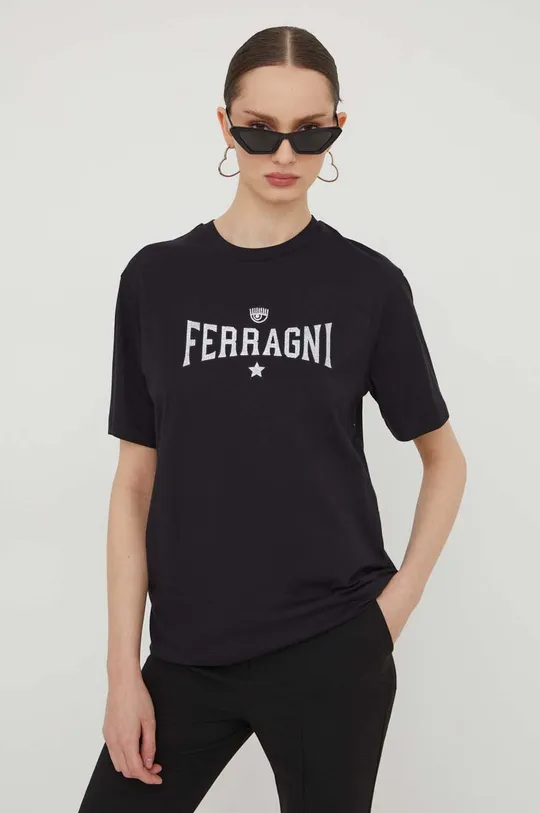 чёрный Хлопковая футболка Chiara Ferragni Женский