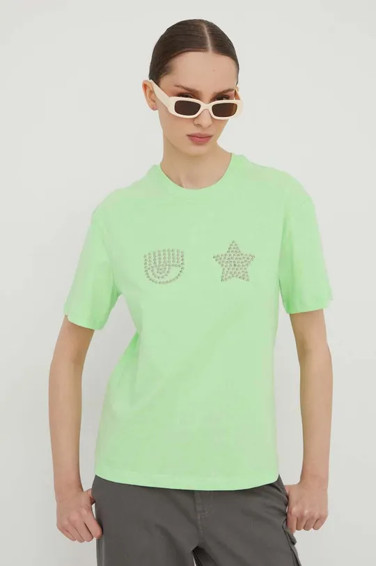 zielony Chiara Ferragni t-shirt bawełniany EYE STAR
