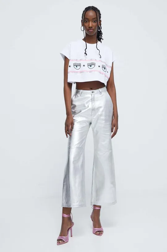Βαμβακερό μπλουζάκι Chiara Ferragni λευκό