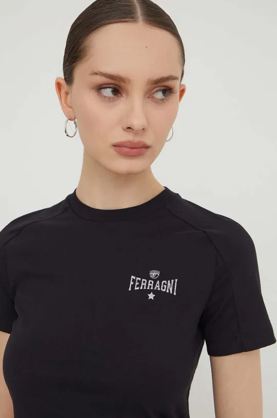 čierna Bavlnené tričko Chiara Ferragni STRETCH Dámsky