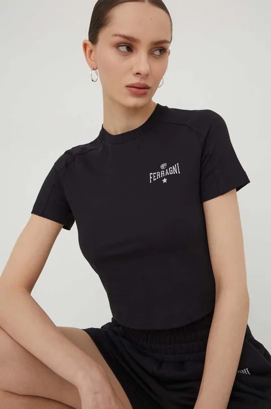 μαύρο Βαμβακερό μπλουζάκι Chiara Ferragni