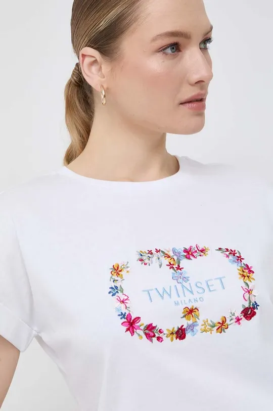 biały Twinset t-shirt bawełniany