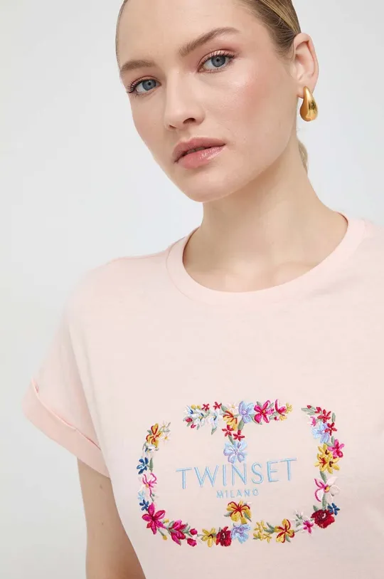 roza Bombažna kratka majica Twinset