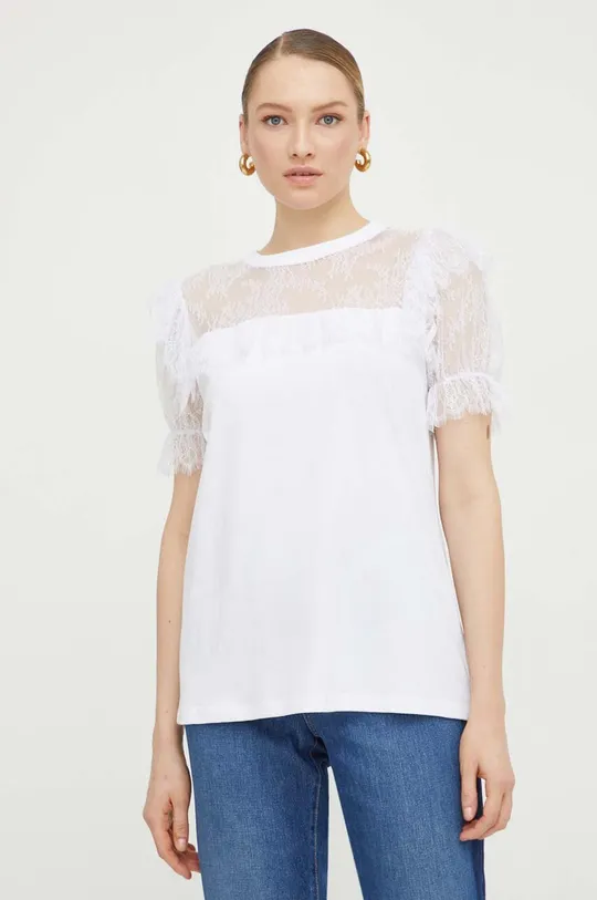λευκό Βαμβακερό μπλουζάκι Twinset Γυναικεία