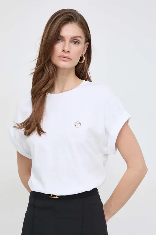 biały Twinset t-shirt bawełniany Damski