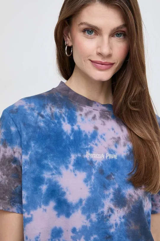 modrá Bavlnené tričko Patrizia Pepe