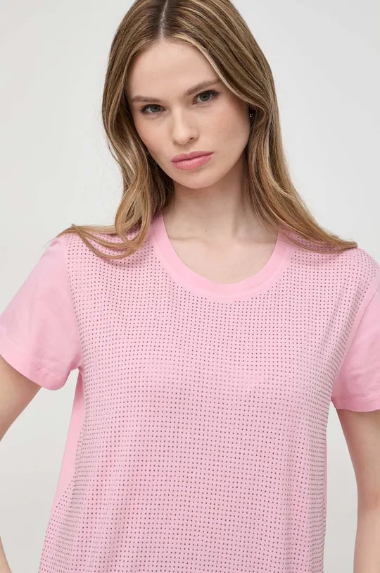 ružová Bavlnené tričko Patrizia Pepe