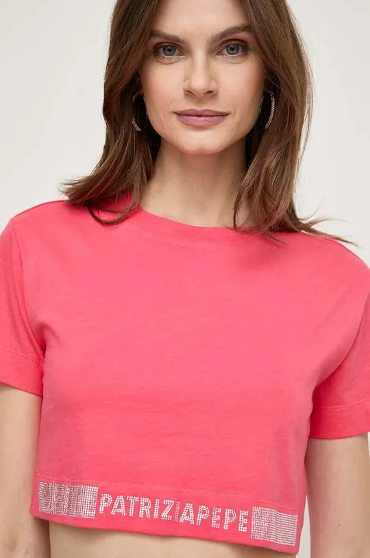 ružová Bavlnené tričko Patrizia Pepe