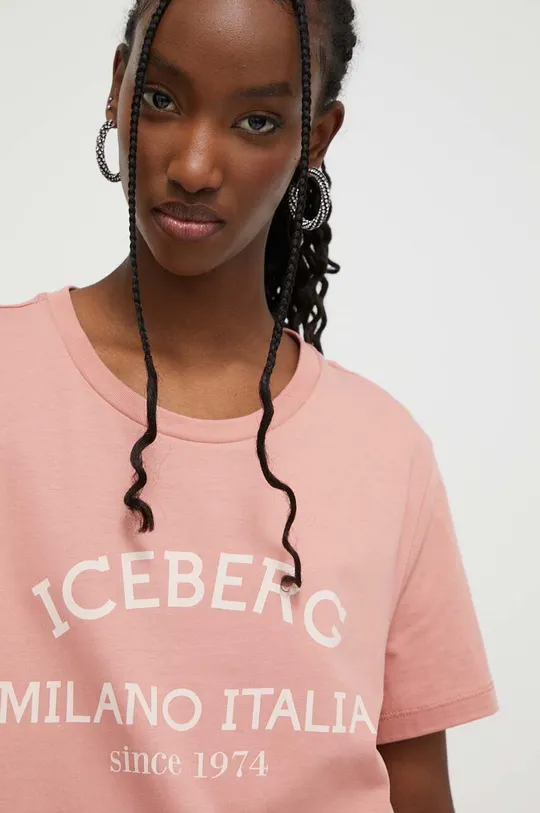 розовый Хлопковая футболка Iceberg Женский