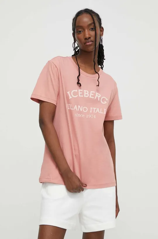 ružová Bavlnené tričko Iceberg