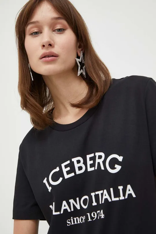 čierna Bavlnené tričko Iceberg