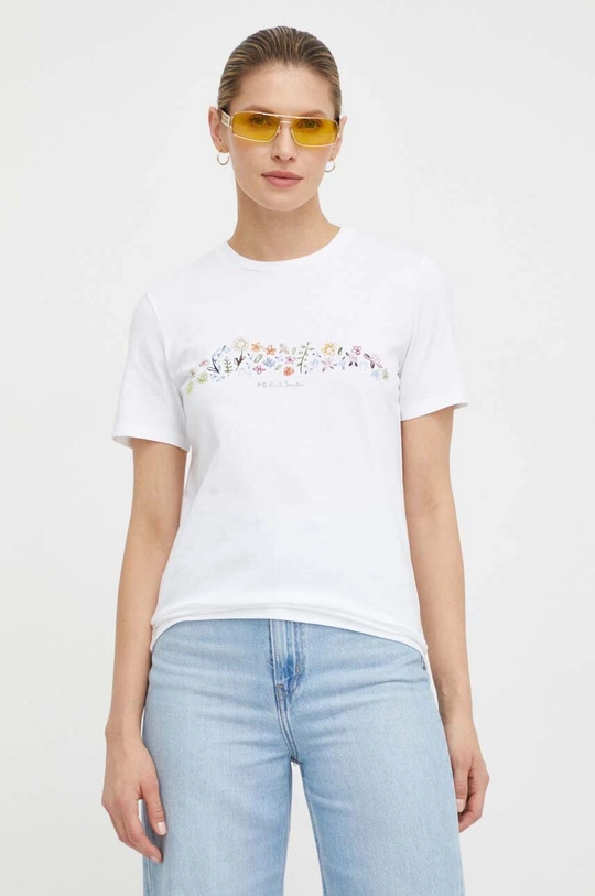 biały PS Paul Smith t-shirt bawełniany