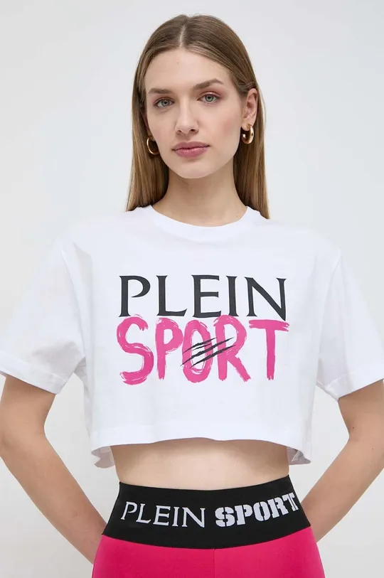 λευκό Βαμβακερό μπλουζάκι PLEIN SPORT Γυναικεία