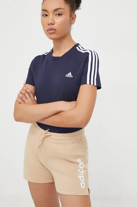 σκούρο μπλε Βαμβακερό μπλουζάκι adidas 0 Γυναικεία