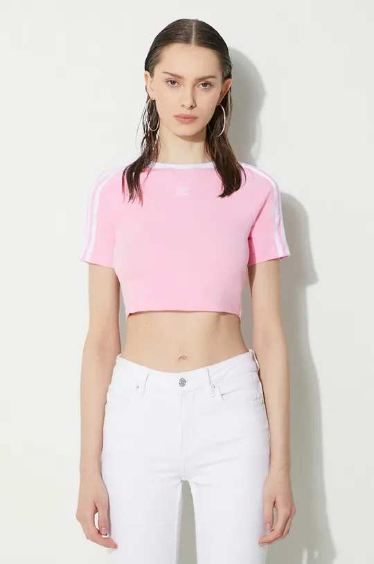 pink adidas Originals t-shirt 3-Stripes Baby Tee Women’s