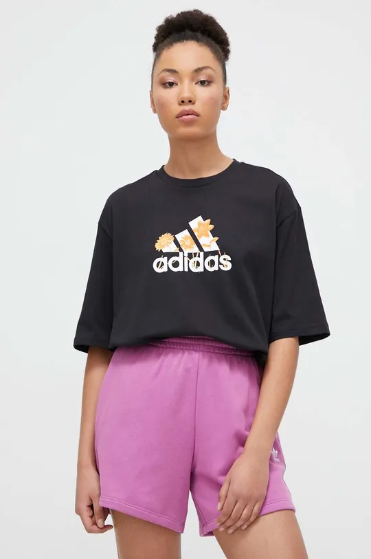 μαύρο Βαμβακερό μπλουζάκι adidas Shadow Original 0 Γυναικεία