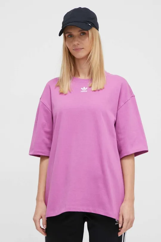 ροζ Βαμβακερό μπλουζάκι adidas Originals Adicolor Essentials Γυναικεία