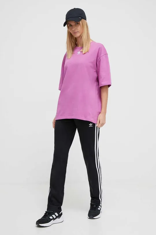 Βαμβακερό μπλουζάκι adidas Originals Adicolor Essentials ροζ