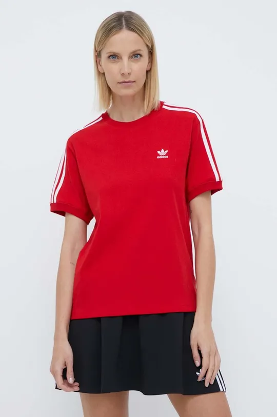 piros adidas Originals t-shirt 3-Stripes Tee Női