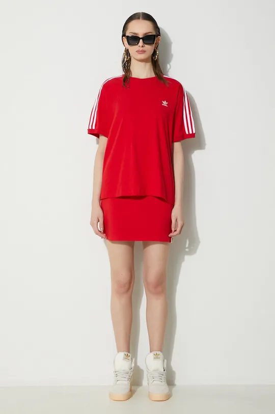 Тениска adidas Originals 3-Stripes Tee червен
