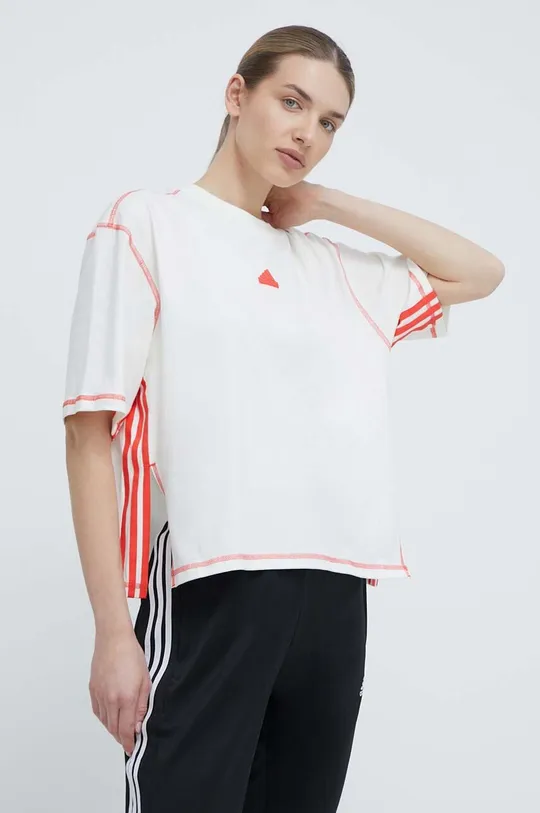 бежевий Бавовняна футболка adidas Жіночий