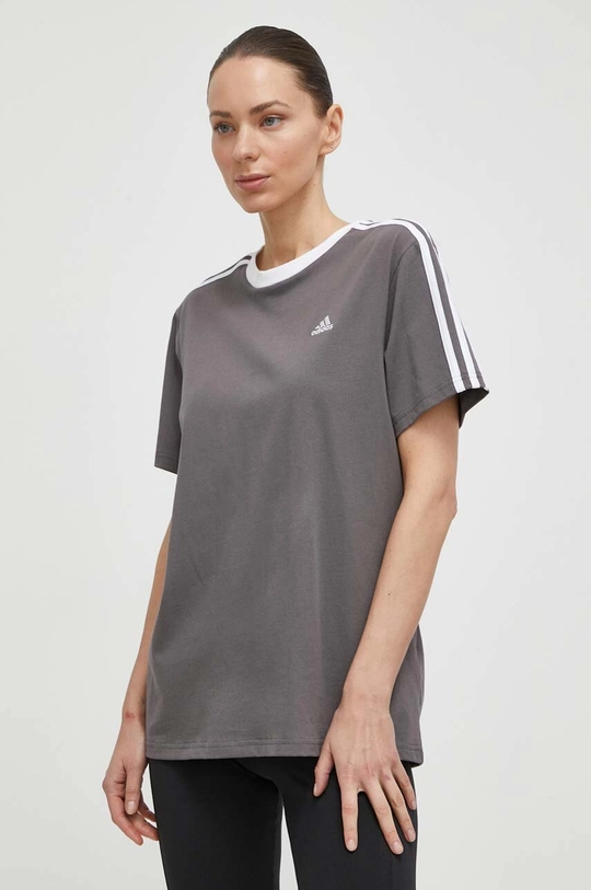 szary adidas t-shirt bawełniany Damski