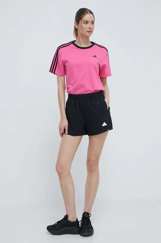 Pamučna majica adidas roza