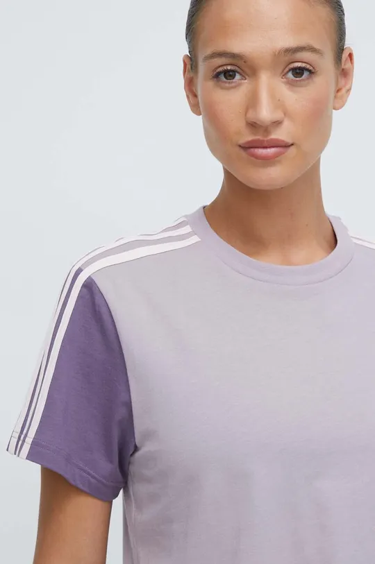 fioletowy adidas t-shirt bawełniany