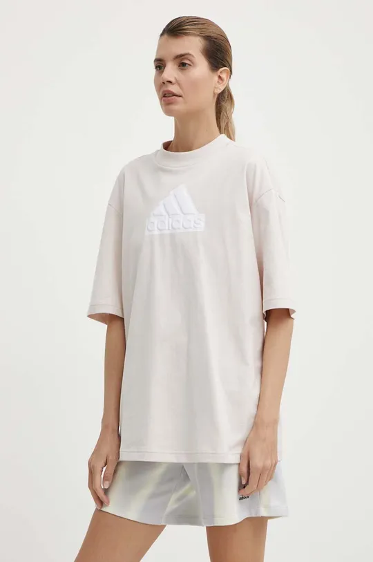 beige adidas t-shirt in cotone
