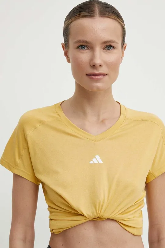 żółty adidas Performance t-shirt treningowy Training Essentials Damski