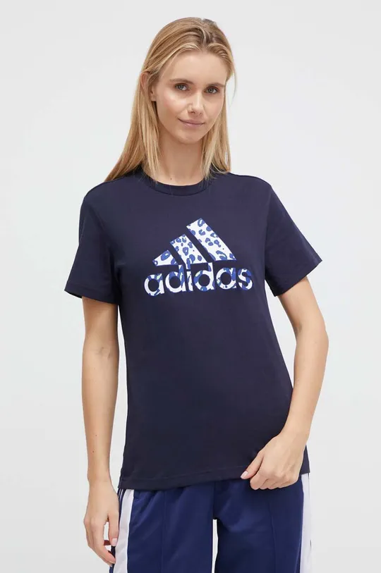 Bavlnené tričko adidas tmavomodrá