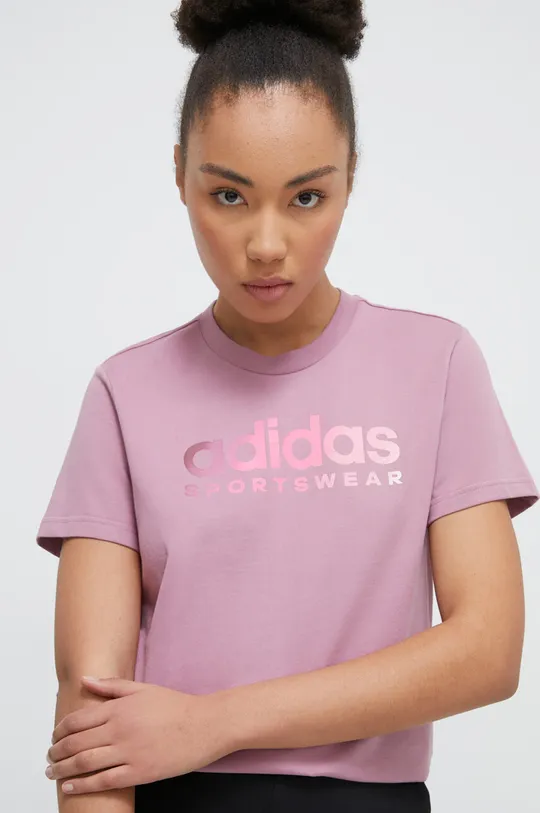 фиолетовой Хлопковая футболка adidas Женский