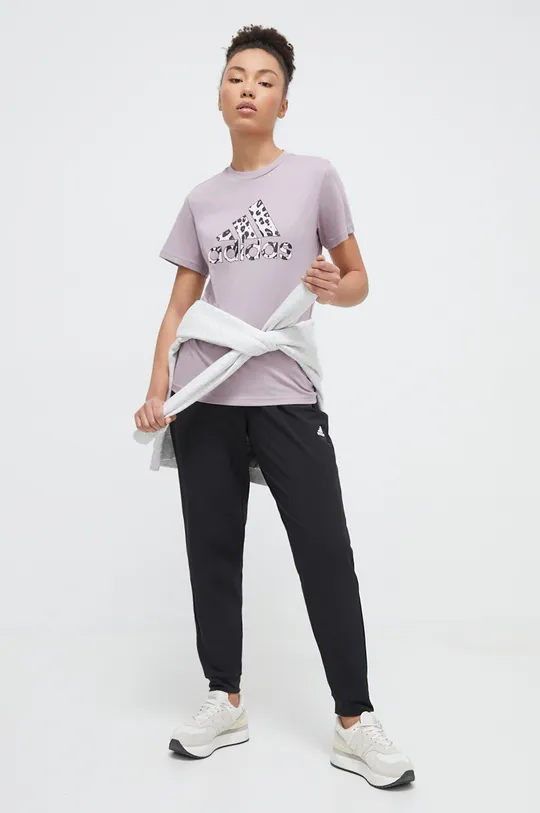 Βαμβακερό μπλουζάκι adidas Shadow Original 0 μωβ