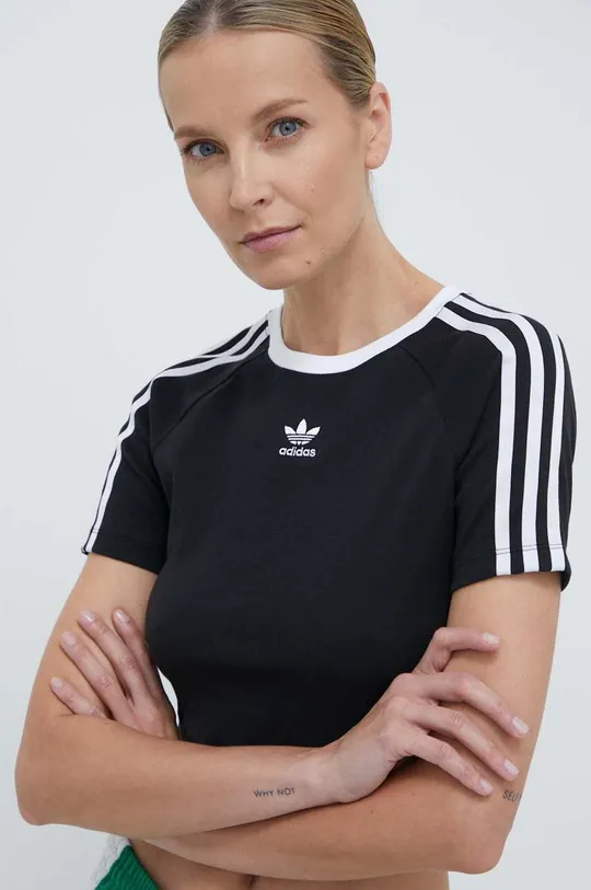 crna Majica kratkih rukava adidas Originals 3-Stripes Baby Tee Ženski