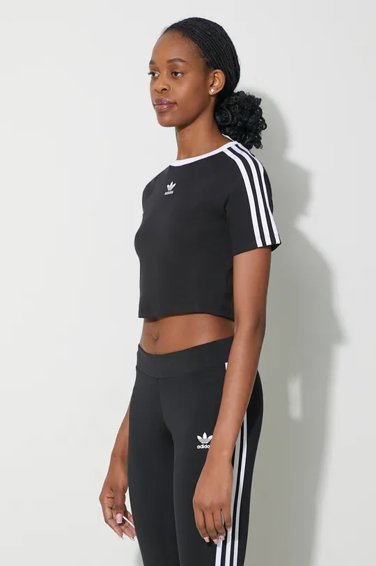 black adidas Originals t-shirt 3-Stripes Baby Tee