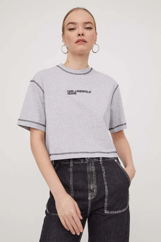 szary Karl Lagerfeld Jeans t-shirt bawełniany Damski