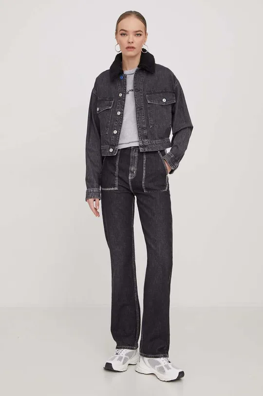 Βαμβακερό μπλουζάκι Karl Lagerfeld Jeans γκρί