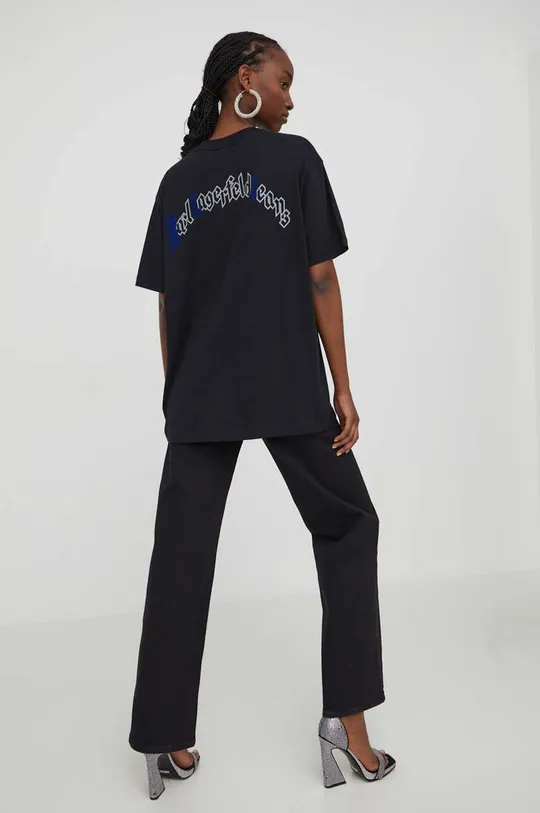 czarny Karl Lagerfeld Jeans t-shirt bawełniany Damski