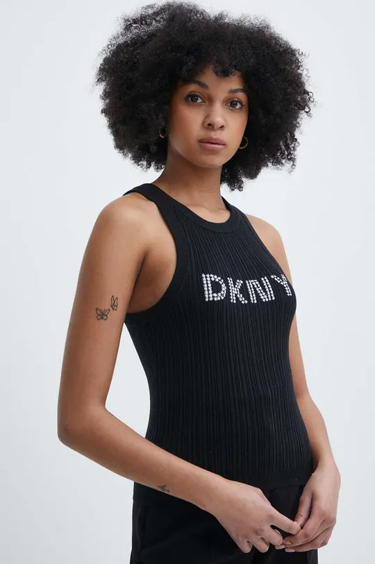 μαύρο Βαμβακερό τοπ DKNY HEART OF NY Γυναικεία