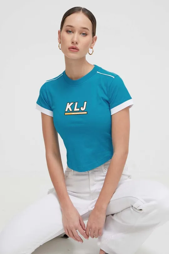 niebieski Karl Lagerfeld Jeans t-shirt bawełniany Damski
