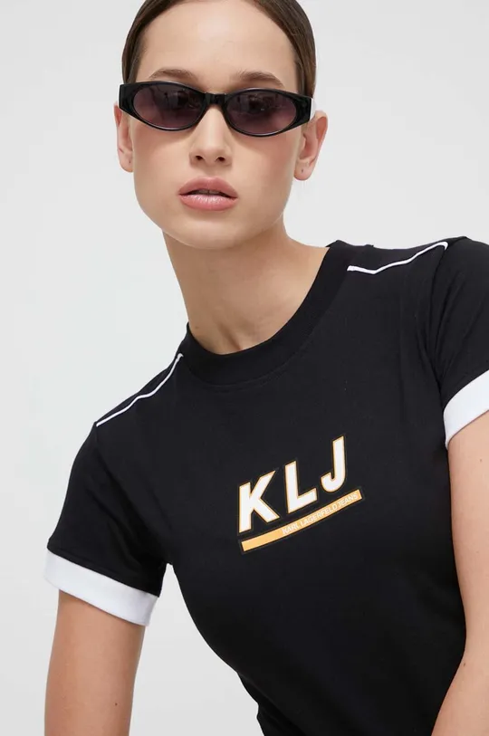 μαύρο Βαμβακερό μπλουζάκι Karl Lagerfeld Jeans
