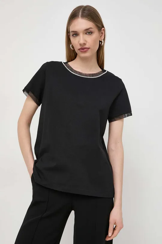 μαύρο Βαμβακερό μπλουζάκι Luisa Spagnoli Γυναικεία