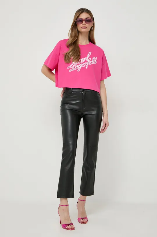 Pamučna majica Karl Lagerfeld roza