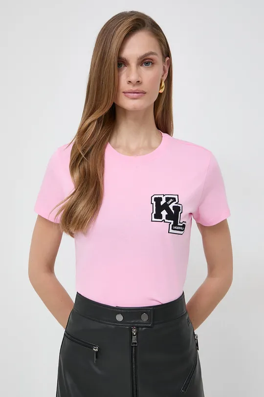 розовый Хлопковая футболка Karl Lagerfeld